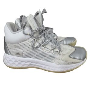 Adidas Pro Boost Mid Basketball Shoes Boys 5.5 White Silver‎ Sneakers FW9511